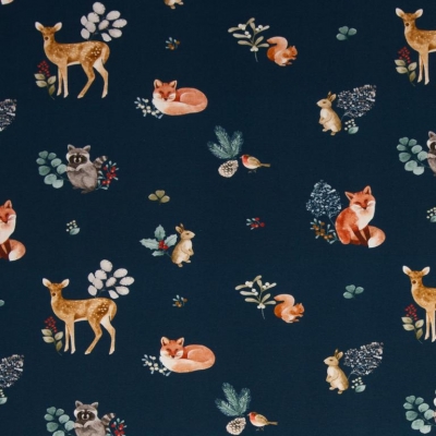 Jersey | Woodanimals | Fuchs Hase Waschbär Reh | jeansblau